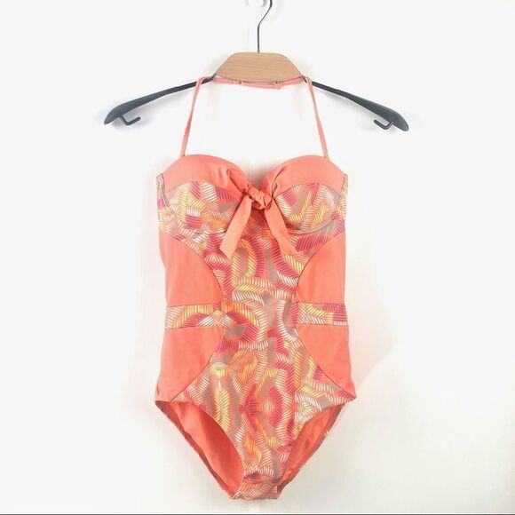 Nwt Kooey Australia Rosie Peach Print Swimsuit Size XS - Picture 3 of 7